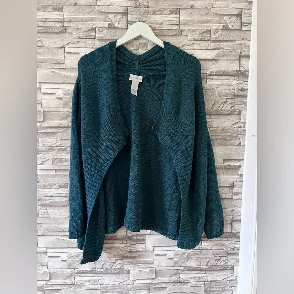 Soft Surroundings || Women’s Turquoise Cotton Waterfall Butterfly Large Kimono